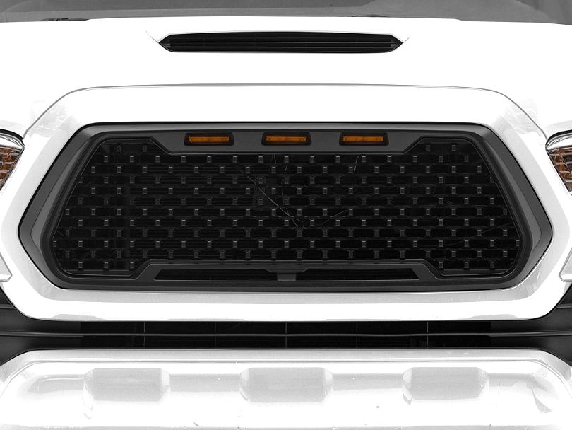 Horizon Series Upper Replacement Grille with Amber LED Running Lights; Matte Black (16-23 Tacoma)