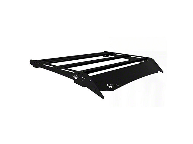 Prinsu Habitat Roof Rack with 40-Inch LED Light Bar Cutout Wind Deflector; Bare Aluminum (05-23 Tacoma Access Cab, Double Cab)