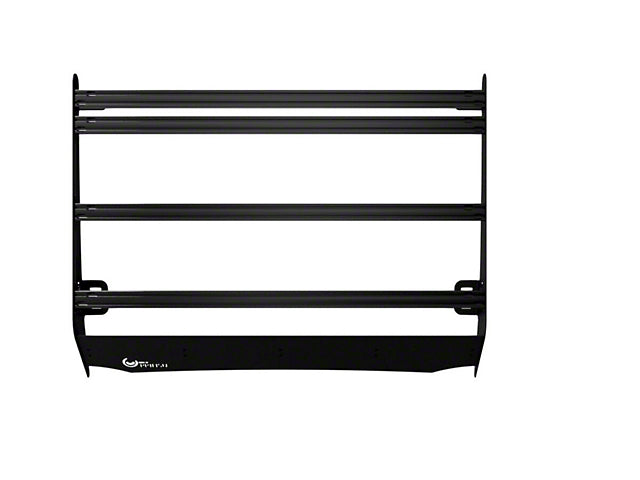 Prinsu Habitat Roof Rack with 40-Inch LED Light Bar Cutout Wind Deflector; Bare Aluminum (05-23 Tacoma Access Cab, Double Cab)
