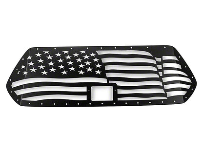 1-Piece Steel Pro Style Upper Grille Overlay; American Flag Wave (18-23 Tacoma)