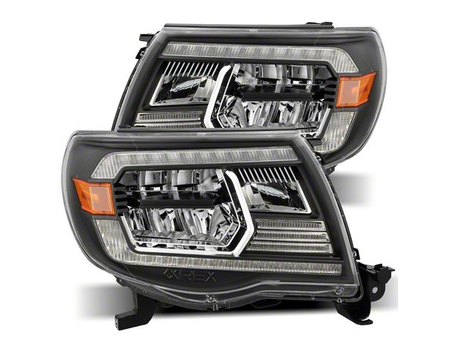 AlphaRex LUXX-Series LED Crystal Headlights; Black Housing; Clear Lens (05-11 Tacoma w/ Factory DRL)