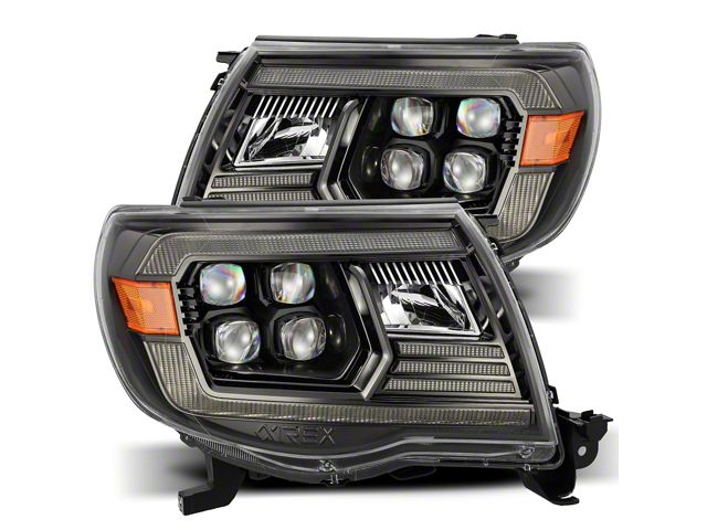LED Light Bar Projector Headlights; Black Housing; Clear Lens (05-11 Tacoma)
