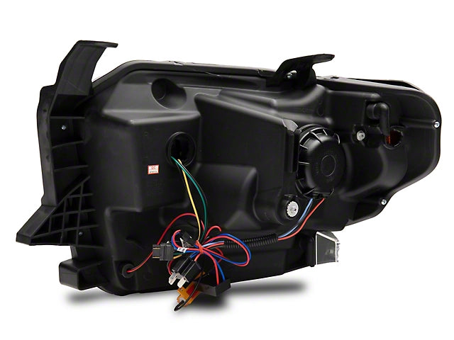 LED C-Bar Projector Headlights with Sequential Turn Signals; Gloss Black Housing; Smoked Lens (14-21 Tundra w/ Factory Halogen Headlights)