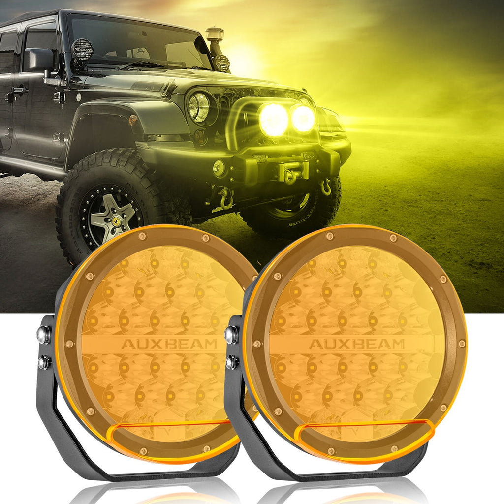 (2PCS/SET) 7 INCH 240W ROUND OFFROAD LED DRIVING LIGHTS WITH DRL+AMBER/BLACK COVERS(OPTIONAL) FOR SUV ATV UTV TRUCKS PICKUP BOAT