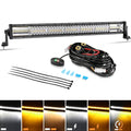 30 INCH 6 MODES WHITE&AMBER STRAIGHT OFF ROAD LED LIGHT BAR