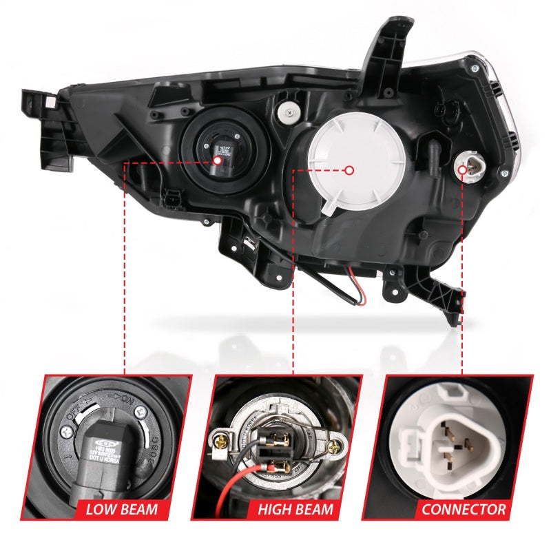 ANZO 14-18 TOYOTA 4 RUNNER PLANK STYLE PROJECTOR HEADLIGHTS BLACK W/ AMBER