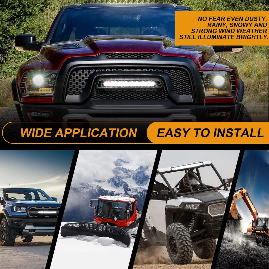 14 INCH 60W SPOT BEAM SINGLE ROW LED LIGHT BAR 5800LM WITH HARNESS KIT