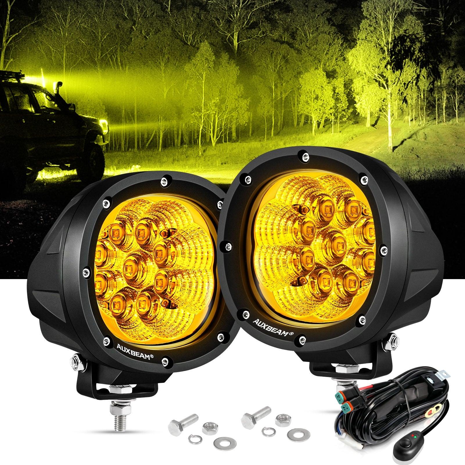 Auxbeam Set of 6 4in FLOOD AMBER POD LIGHTS