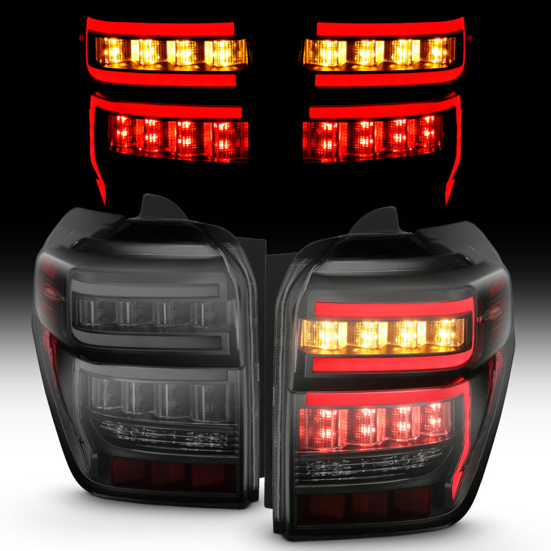 ANZO 2014-2020 TOYOTA 4RUNNER T.L BLACK HOUSING SMOKE LENS RED LIGHT BAR W/SEQUENTIAL