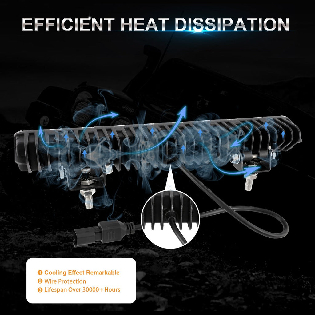 14 INCH 60W SPOT BEAM SINGLE ROW LED LIGHT BAR 5800LM WITH HARNESS KIT