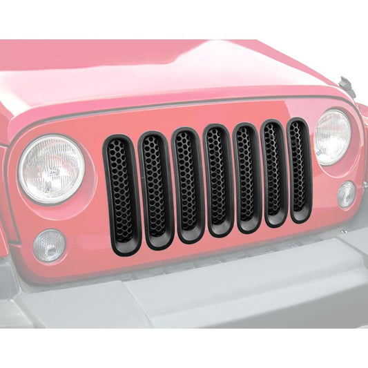 CLIP-IN MESH GRILL INSERTS - MATTE BLACK FOR 07-15 JEEP WRANGLER JK