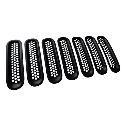 CLIP-IN MESH GRILL INSERTS - MATTE BLACK FOR 07-15 JEEP WRANGLER JK