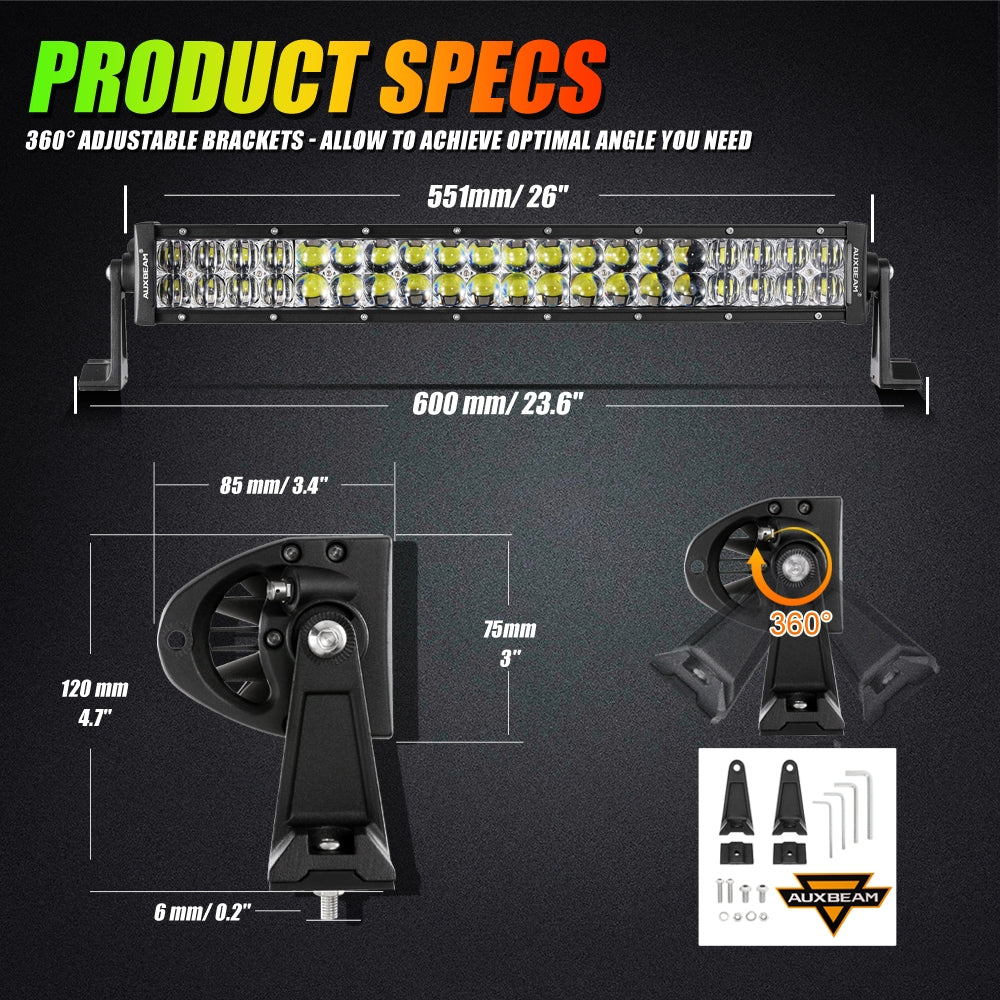 NEW 22 INCH V-PRO SERIES STRAIGHT RGBW COLOR CHANGING OFF ROAD LED LIGHT BAR