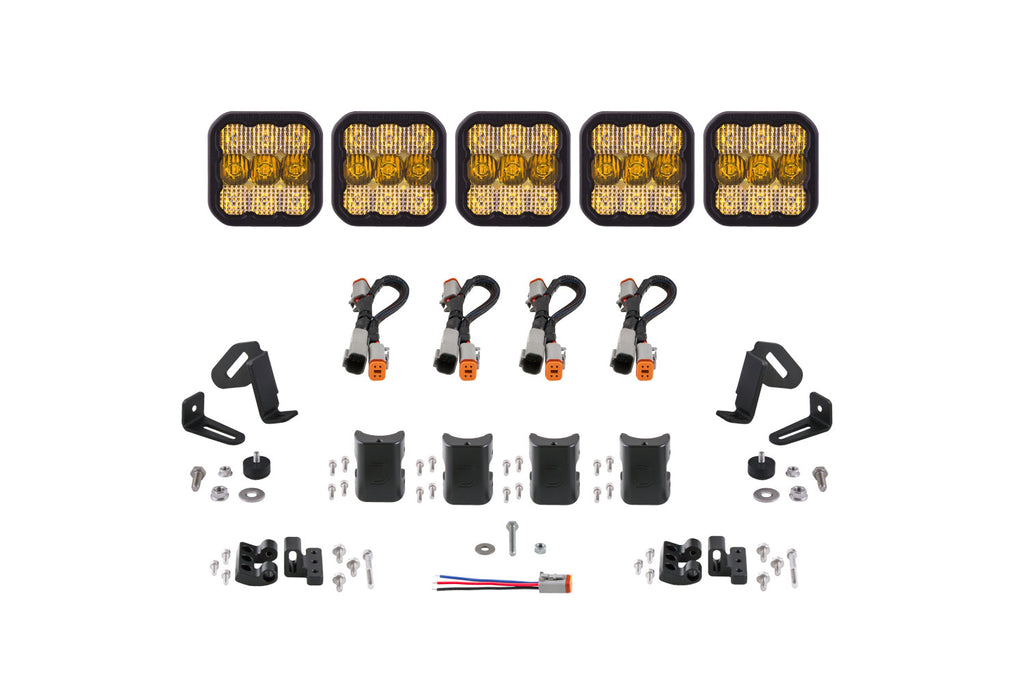 Diode Dynamics SS5 SPORT UNIVERSAL CROSSLINK 5-POD LIGHTBAR YELLOW COMBO