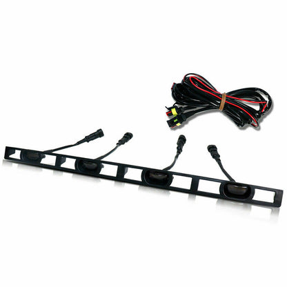 LED FRONT HOOD GRILLE LIGHT WHITE LIGHT RETROFIT WITH WIRING HARNESS FIT FOR TOYOTA TACOMA TRD PRO 2012-2015 (SMOKED SHELL)