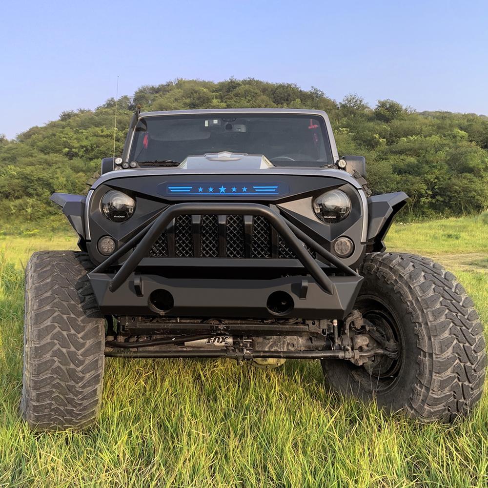 GLADIATOR GRILLE W/ BLUE STAR DRL FOR 07-18 JEEP WRANGLER JK