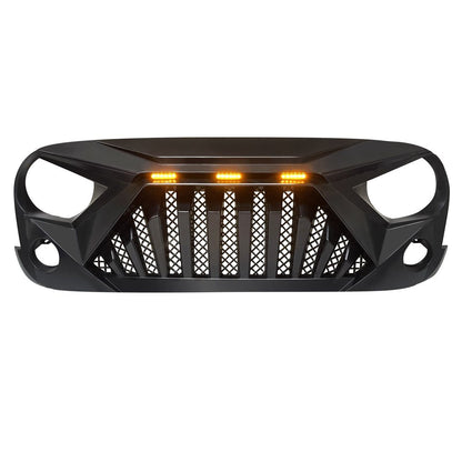 GOLIATH GRILLE W/ LED AMBER LIGHTS FOR 07-18 JEEP WRANGLER JK - MATTE BLACK