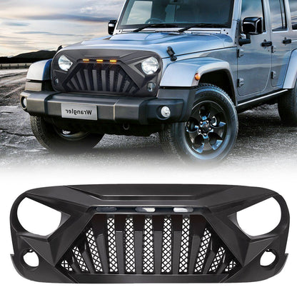 GOLIATH GRILLE W/ LED AMBER LIGHTS FOR 07-18 JEEP WRANGLER JK - MATTE BLACK