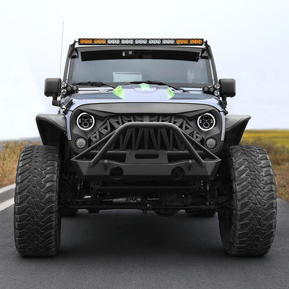 HALO HEADLIGHTS & SHARK GRILLE COMBO FOR 07-18 WRANGLER JK