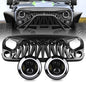 HALO HEADLIGHTS & SHARK GRILLE COMBO FOR 07-18 WRANGLER JK