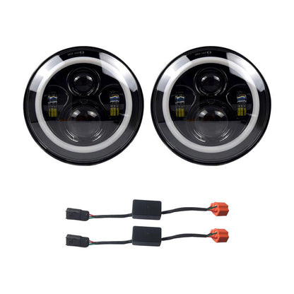 HALO HEADLIGHTS & SHARK GRILLE COMBO FOR 07-18 WRANGLER JK