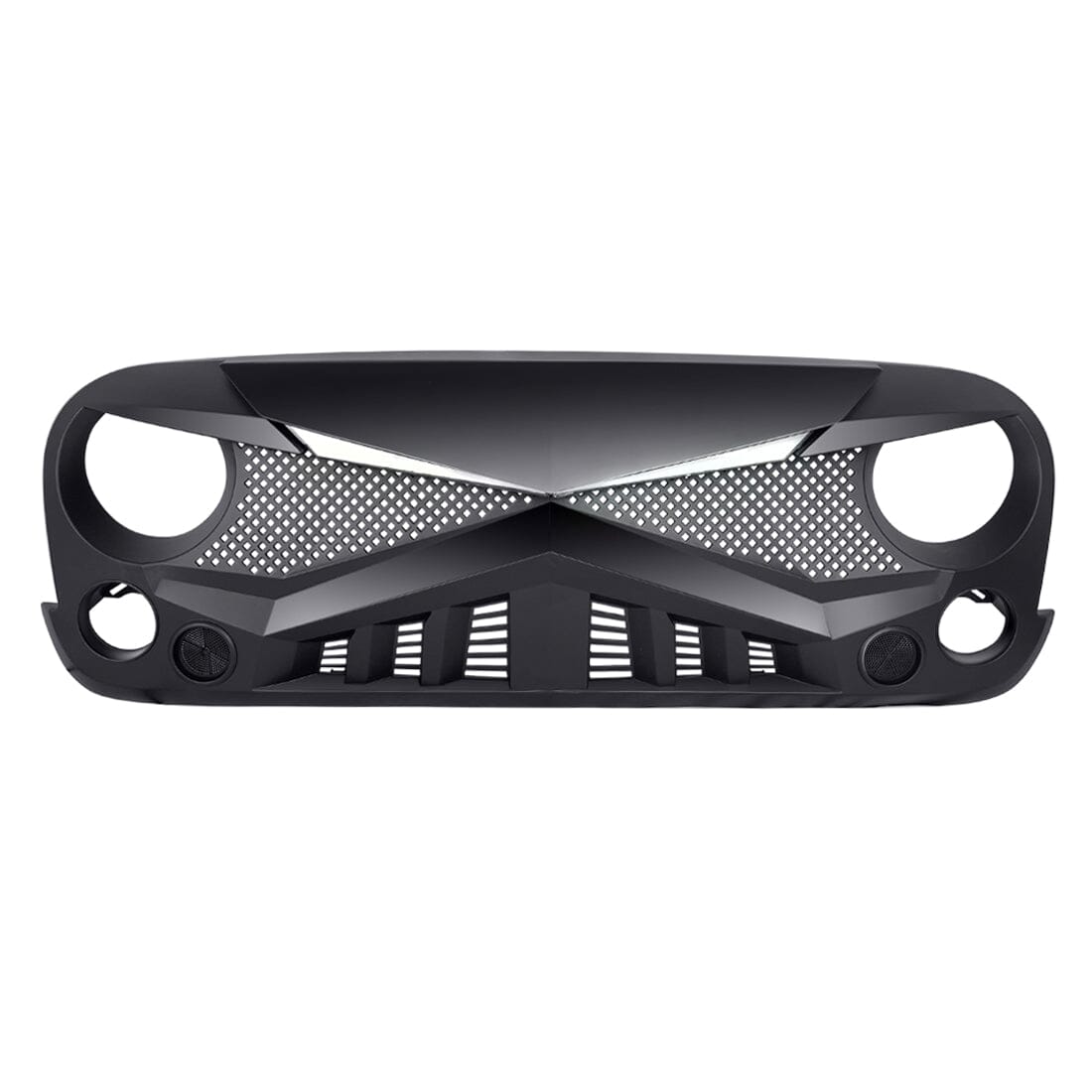 HAWKE GRILLE W/DRL TURN SIGNAL LIGHT-MATTE BLACK FOR 07-18 JEEP WRANGLER JK