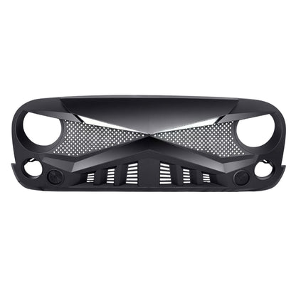 HAWKE GRILLE W/DRL TURN SIGNAL LIGHT-MATTE BLACK FOR 07-18 JEEP WRANGLER JK