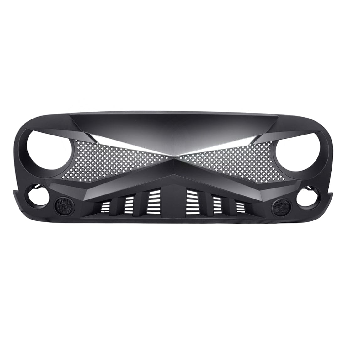 HAWKE GRILLE W/DRL TURN SIGNAL LIGHT-MATTE BLACK FOR 07-18 JEEP WRANGLER JK