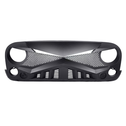 HAWKE GRILLE W/DRL TURN SIGNAL LIGHT-MATTE BLACK FOR 07-18 JEEP WRANGLER JK