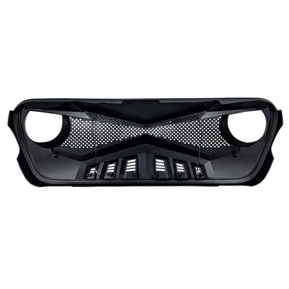 HAWKE GRILLE W/DRL TURN SIGNAL LIGHT-MATTE BLACK FOR 18-23 JEEP WRANGLER JL & GLADIATOR JT W/O TRAILCAM