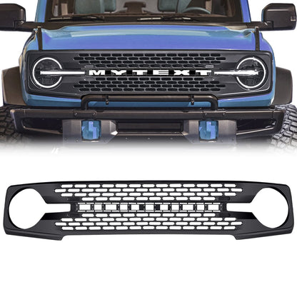HIGH CONFIGURATION STYLE FRONT GRILLE WITH DIY LETTERS - MATTE BLACK FOR 2021-2023 FORD BRONCO