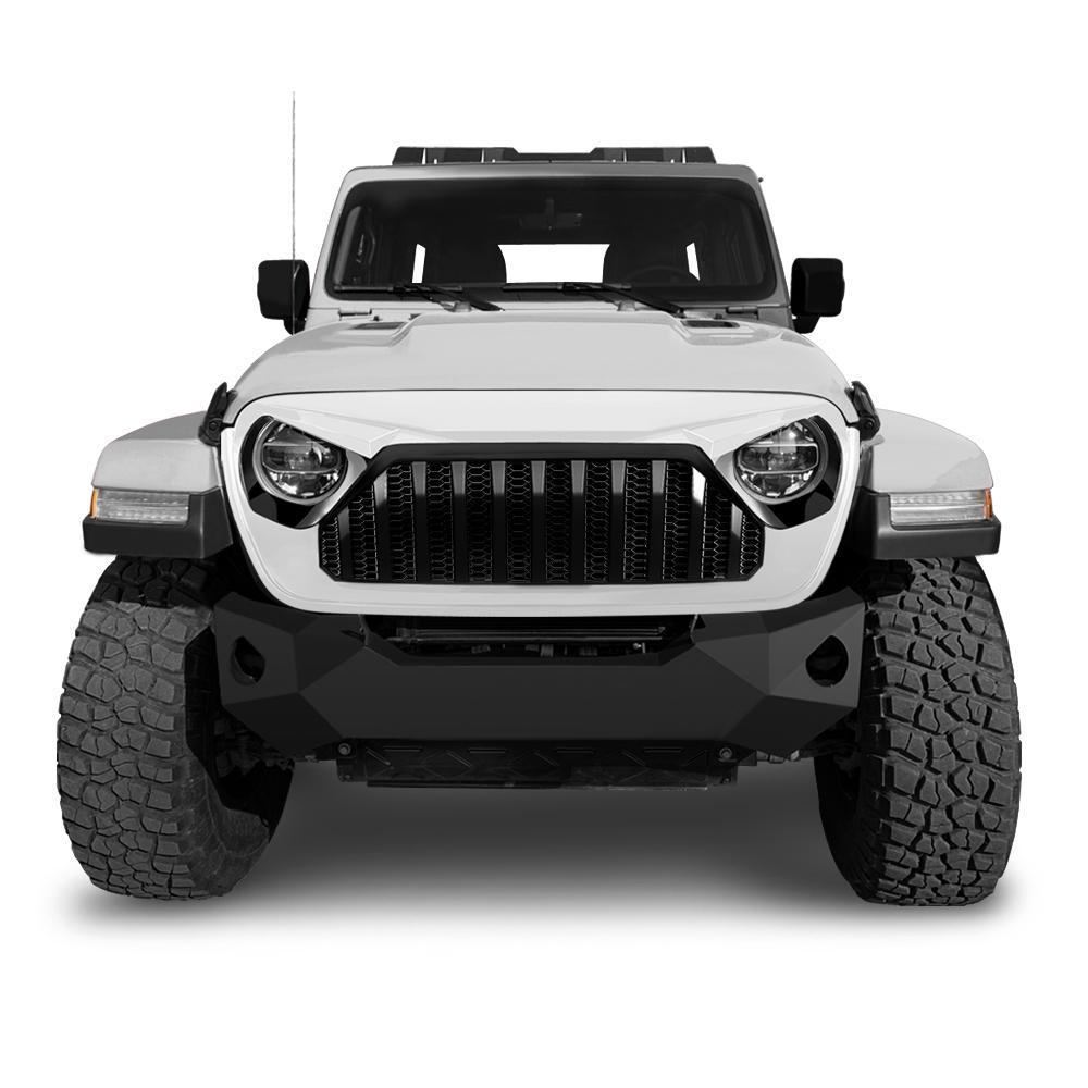 GLADIATOR VADER GRILLE W/ MESH - BLACK & WHITE FOR 18-23 JEEP WRANGLER JL & GLADIATOR JT W/O TRAILCAM