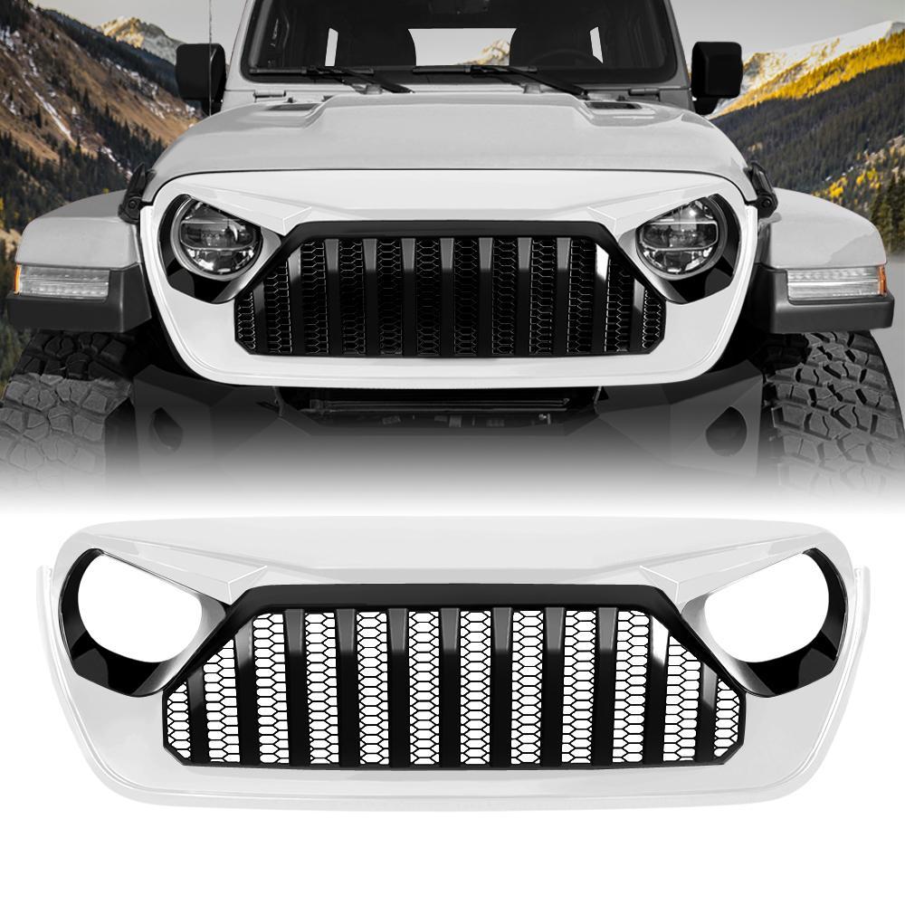 GLADIATOR VADER GRILLE W/ MESH - BLACK & WHITE FOR 18-23 JEEP WRANGLER JL & GLADIATOR JT W/O TRAILCAM