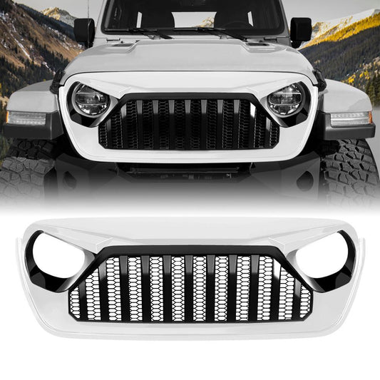 GLADIATOR VADER GRILLE W/ MESH - BLACK & WHITE FOR 18-23 JEEP WRANGLER JL & GLADIATOR JT W/O TRAILCAM
