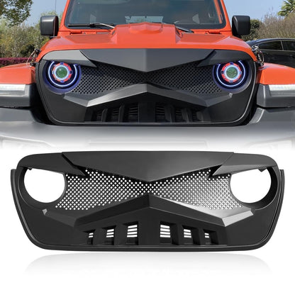 HAWKE GRILLE - MATTE BLACK FOR 18-23 JEEP WRANGLER JL & GLADIATOR JT W/O TRAILCAM