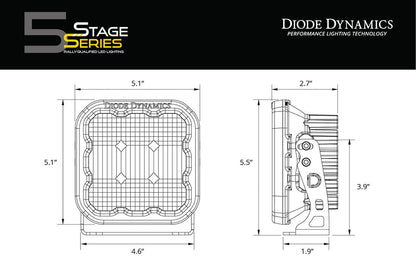 Diode Dynamics SS5 LED POD SPORT YELLOW COMBO (SINGLE)