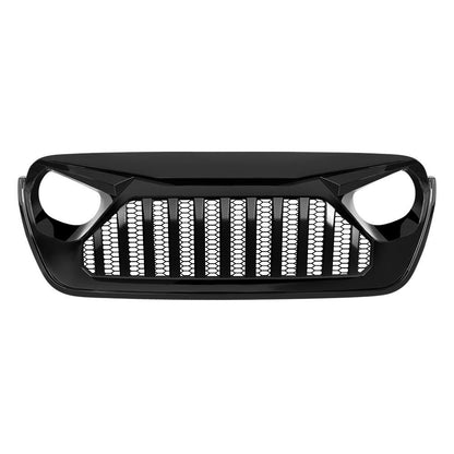 VADER GRILLE W/ MESH - GLOSSY BLACK FOR 18-23 JEEP WRANGLER JL & GLADIATOR JT W/O TRAILCAM