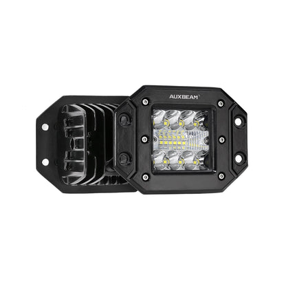 (2PCS/SET) 5 INCH FLUSH MOUNT LED PODS LIGHT SPOT BEAM WITH 2-LEAD WIRING HARNESS FOR JEEP