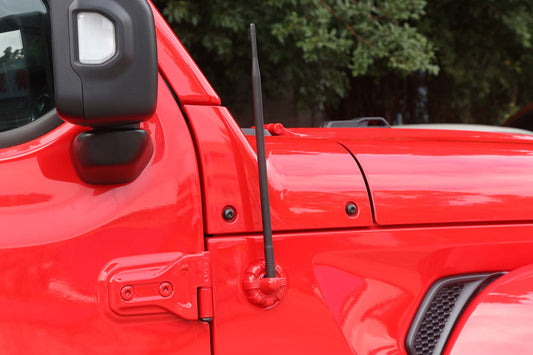 RADIO ANTENNA BASE COVER TRIM ANTENNA MOUNT DECORATION BEZEL FOR JEEP WRANGLER JL 2018-2022 (BLACK/ RED/ SILVER)