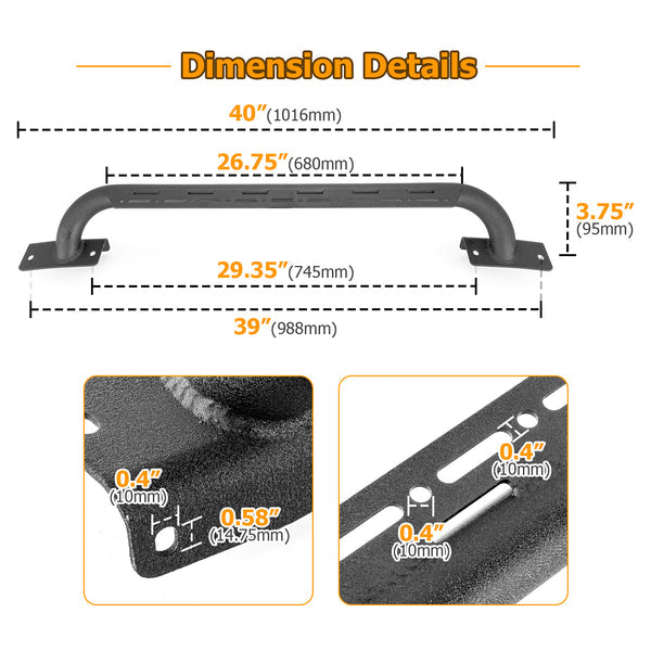 2021-2023 Ford Bronco Steel Front Bumper Protector Bar with LED Lights Mounting Holes
