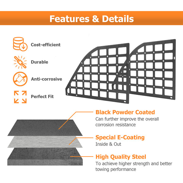 2021-2023 Ford Bronco 4 Door Hard Top Steel Rear Window Storage Molle Panel