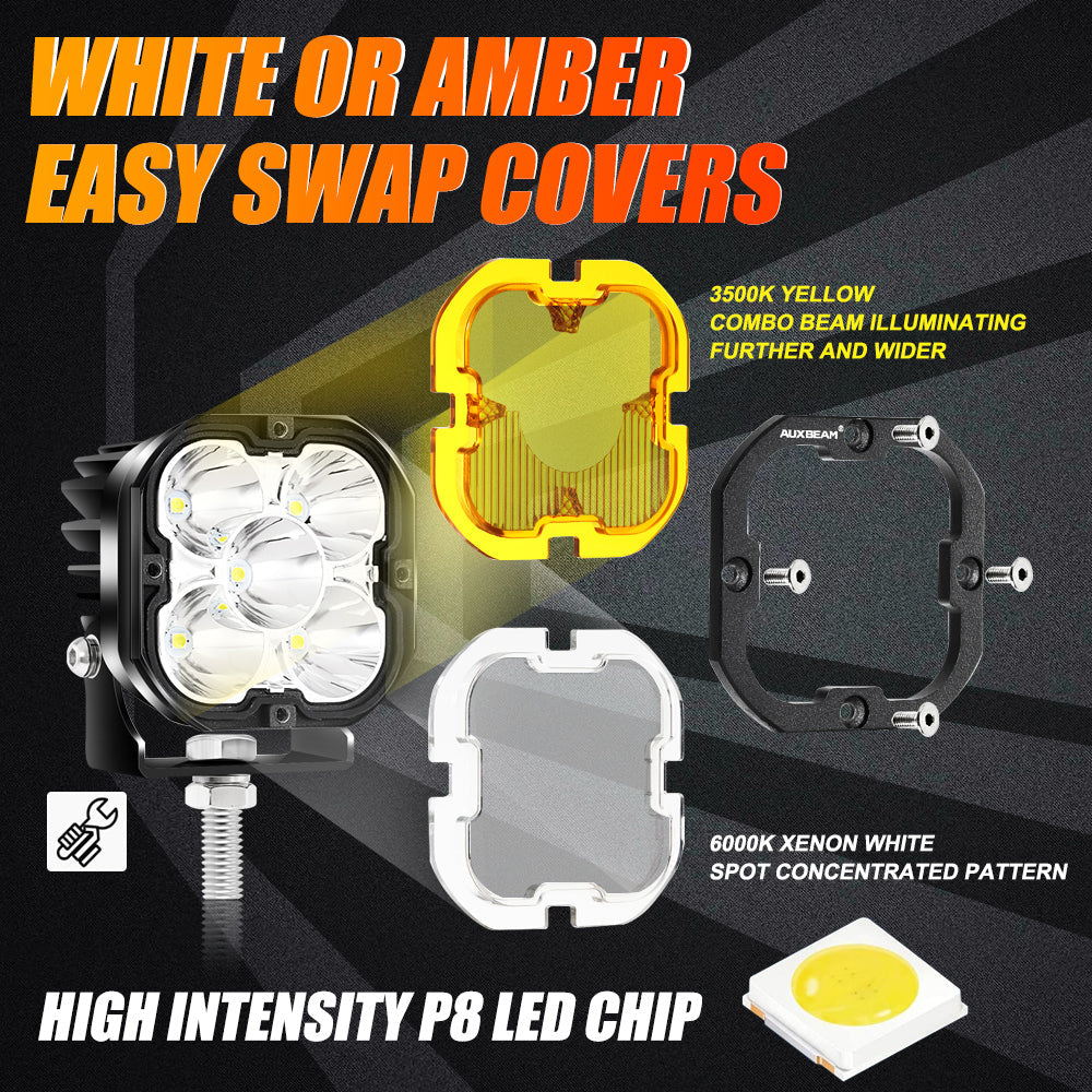 3 INCH 80W 9600LM LED FOG LIGHTS KIT WHITE/YELLOW BEAM FOR 2012-2022 TACOMA/ 2010-2022 4RUNNER / 2014-2022 TUNDRA