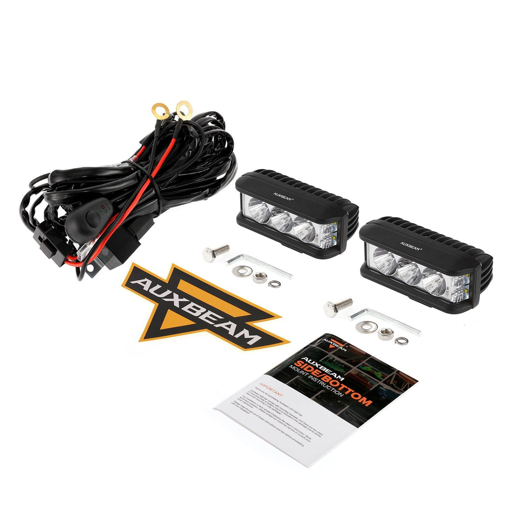 5 INCH LED LIGHT BAR SQUARE SIDE SHOOTER LED POD LIGHTS 6500K WHITE WITH WIRING HARNESS FOR SUV ATV UTV TRUCKS PICKUP BOAT