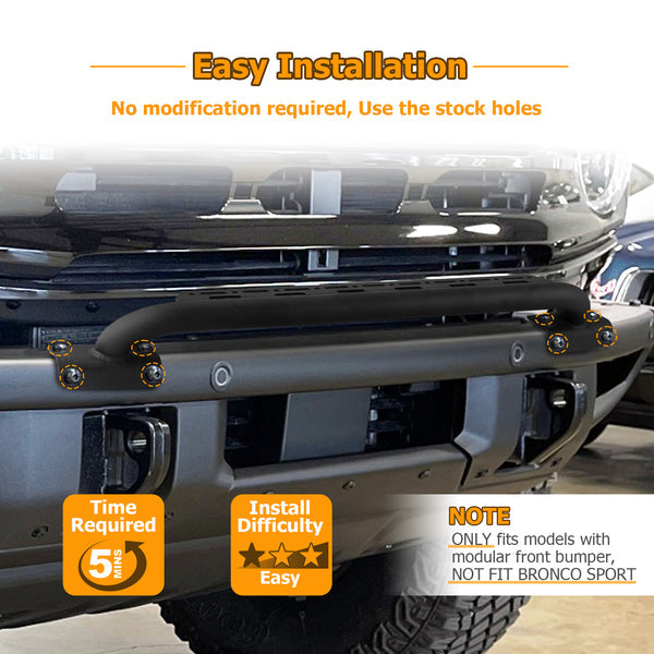 2021-2023 Ford Bronco Steel Front Bumper Protector Bar with LED Lights Mounting Holes