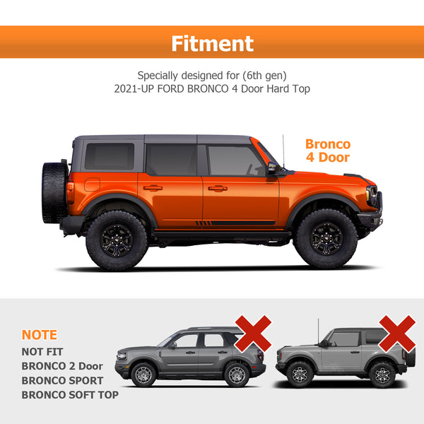 2021-2023 Ford Bronco 4 Door Hard Top Steel Rear Window Storage Molle Panel