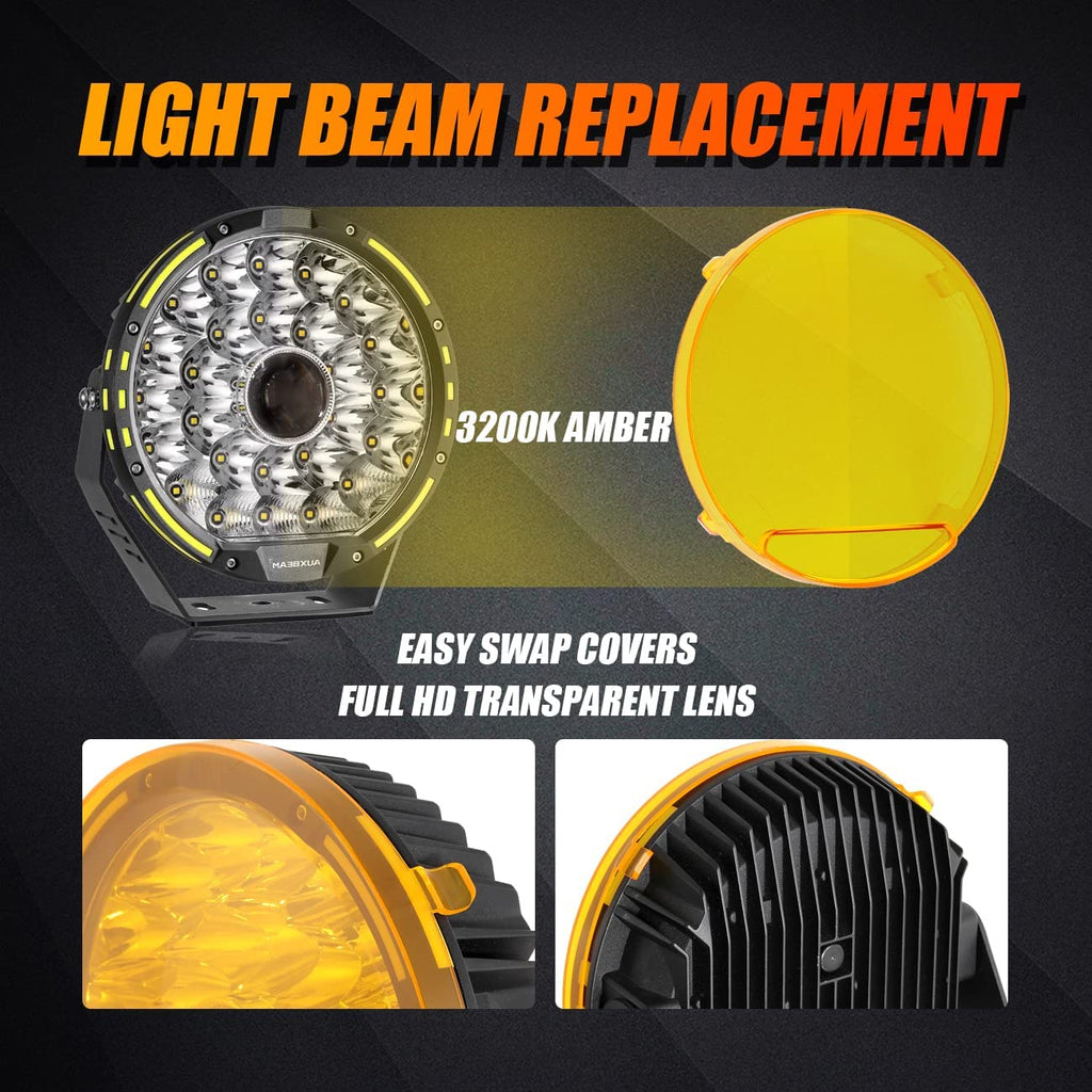 (2PCS/SET) 9 INCH 270W 37776LM 360-PRO SERIES OFFROAD LED DRIVING LIGHTS+AMBER/BLACK COVERS(OPTIONAL)