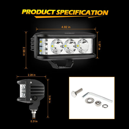 5 INCH LED LIGHT BAR SQUARE SIDE SHOOTER LED POD LIGHTS 6500K WHITE WITH WIRING HARNESS FOR SUV ATV UTV TRUCKS PICKUP BOAT