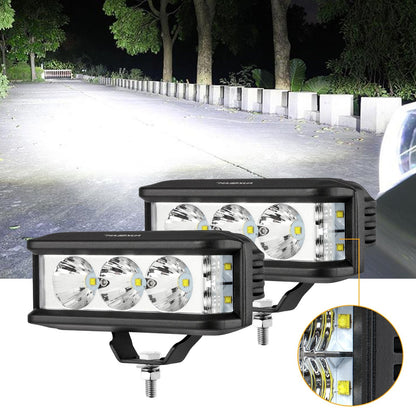 5 INCH LED LIGHT BAR SQUARE SIDE SHOOTER LED POD LIGHTS 6500K WHITE WITH WIRING HARNESS FOR SUV ATV UTV TRUCKS PICKUP BOAT