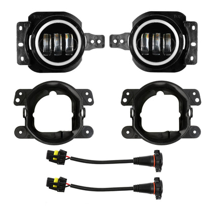 (2PCS/SET) 4 INCH 30W ROUND LED FOG LIGHTS WITH DRL&AMBER TURN SIGNAL FOR JEEP WRANGLER JL JLU 2018 2019 2020, JEEP GLADIATOR JT 2018+