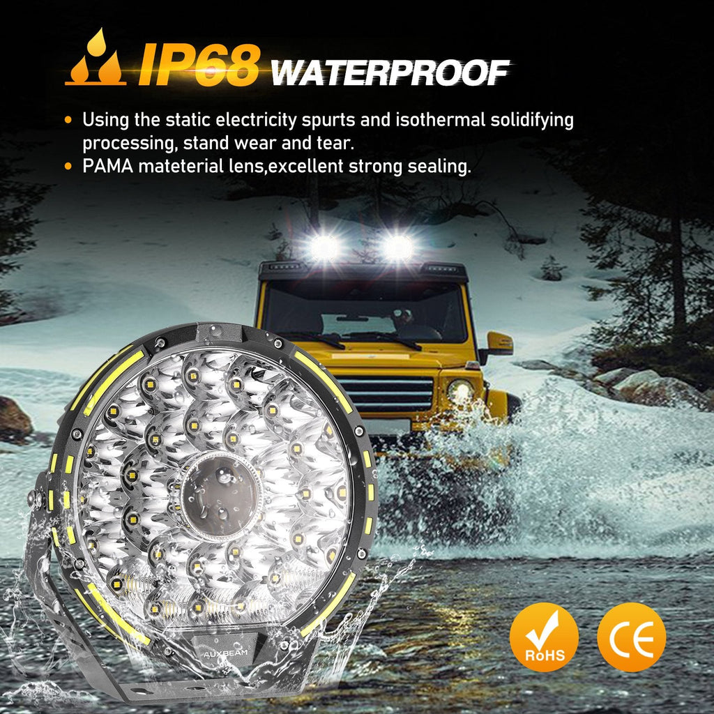 (2PCS/SET) 9 INCH 270W 37776LM 360-PRO SERIES OFFROAD LED DRIVING LIGHTS+AMBER/BLACK COVERS(OPTIONAL)